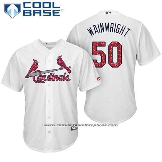 Camiseta Beisbol Hombre St. Louis Cardinals 2017 Estrellas y Rayas Adam Wainwright Blanco Cool Base